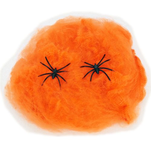 Spinnen-Netz Halloween, orange, ca. 25g mit Spinne